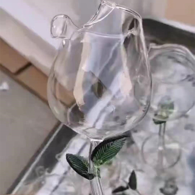 Clear Rose Shaped Wine Glass