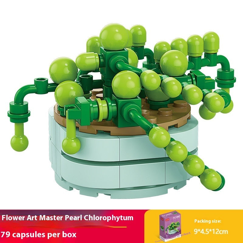 Puzzle Assembling Building Blocks Flower Pot Model Toys