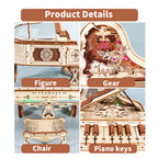 Sales Are Prohibited On The TEMU And SHEIN-MUSIC PARK 3d Wooden Puzzle Piano Music Box Can Be Played Handmade Assembly Model Kit DIY Crafts Holidays Birthdays Christmas Gifts