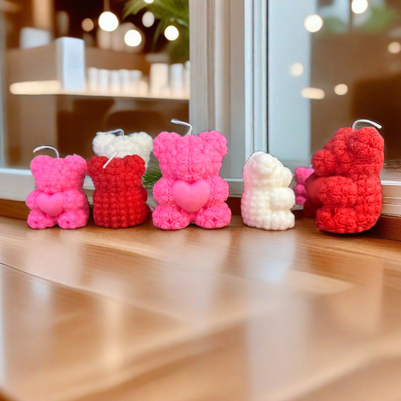 Rose Bear Candle - Valentine's Day Love Gift