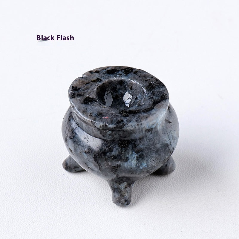 Polished Crystal Stone Incense Burner - Natural Gem Decor