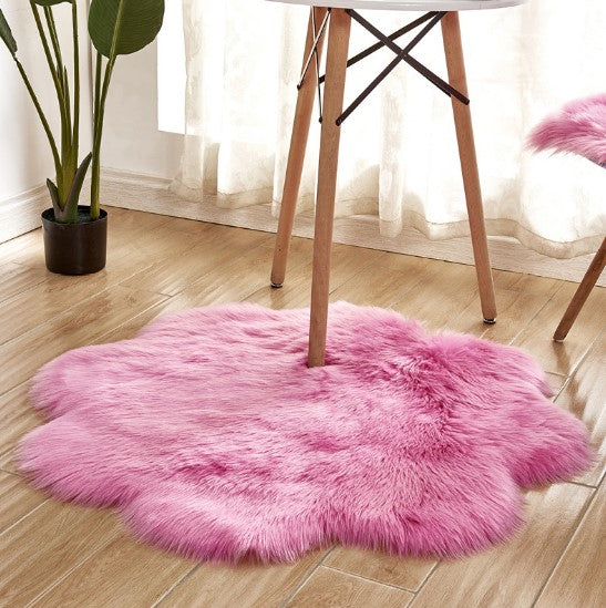 Flower Shape Faux Fur Mat