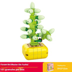 Puzzle Assembling Building Blocks Flower Pot Model Toys
