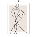 Abstract Female Wall Art Canvas Floral Line Drawing Nordic Poster