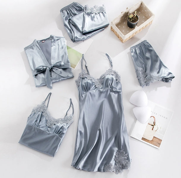 Silk Five-Piece Robe Set