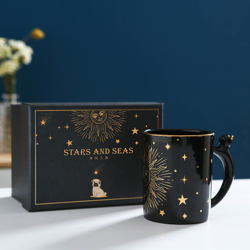 Star Ceramic Mug Set - With Spoon & Tea Infuser