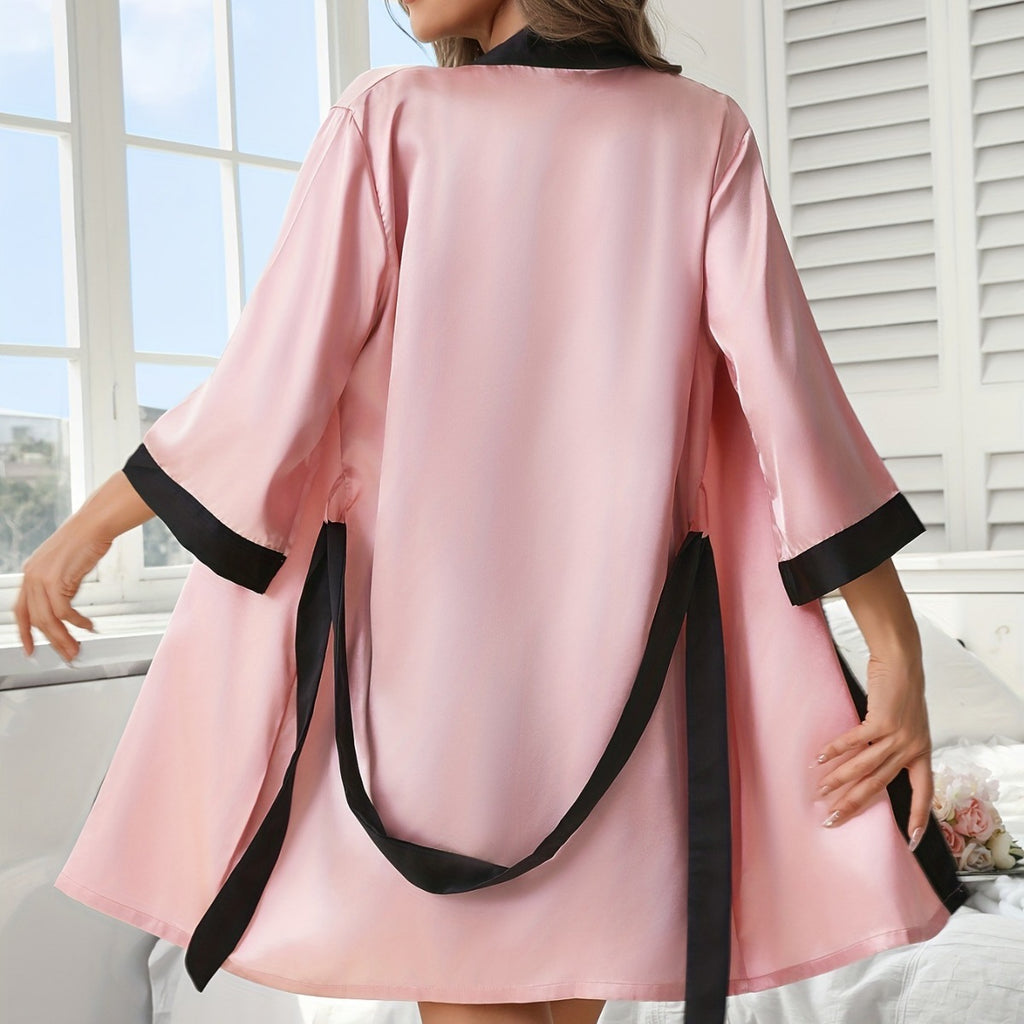 Silk Bathrobe And Pajama Two-Piece Set