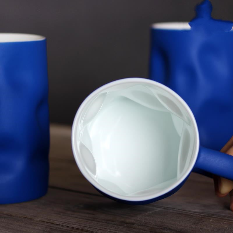 Creative Pinch Mug Klein Blue Solid Color Large-capacity Ceramic