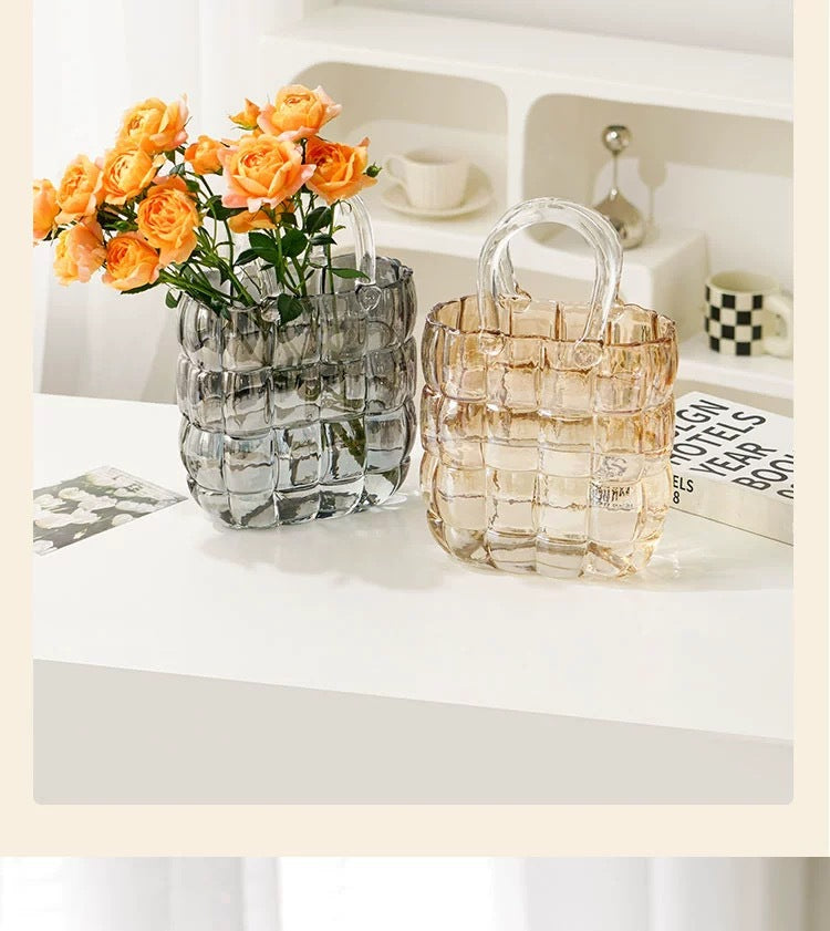 Creative Glass Handbag Vase - Decorative