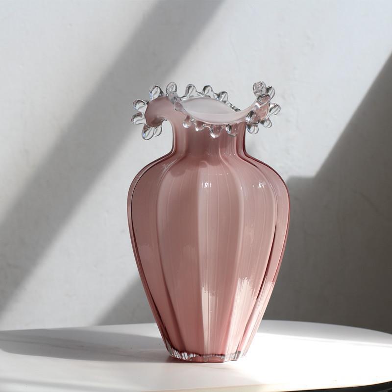 Water Drop Glass Vase - Simple Wave Mouth Countertop