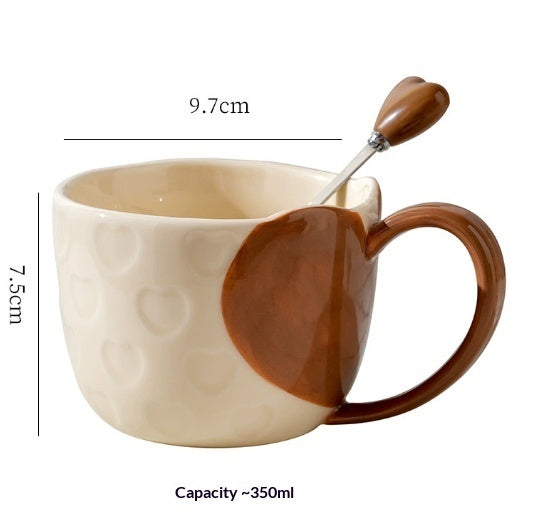 Heart-Shaped Ceramic Mug - Birthday Gift Office Coffee Cup