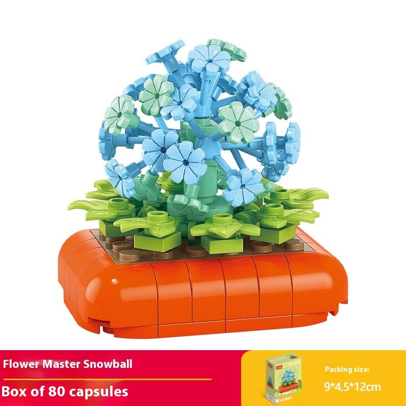 Puzzle Assembling Building Blocks Flower Pot Model Toys
