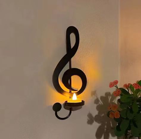 Musical Note Iron Candle Holder - Creative Decor