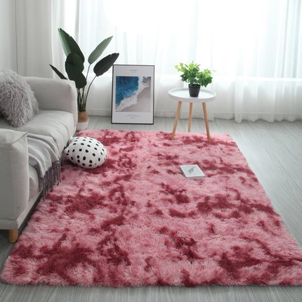 Simple Tie-Dye Long Hair Rug