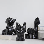 Nordic Body Art Black Ceramic Vase - Sculptural Ornament
