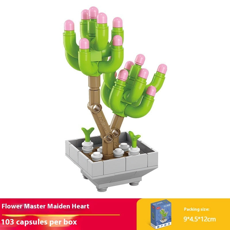 Puzzle Assembling Building Blocks Flower Pot Model Toys