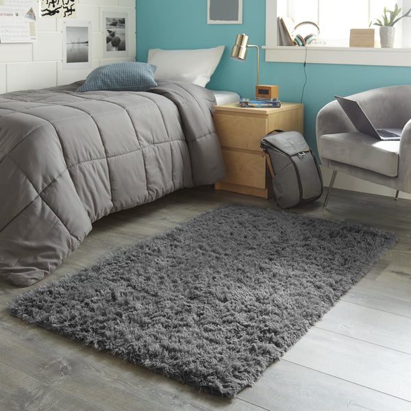 5ft x 8ft Grey Fluffy Rug