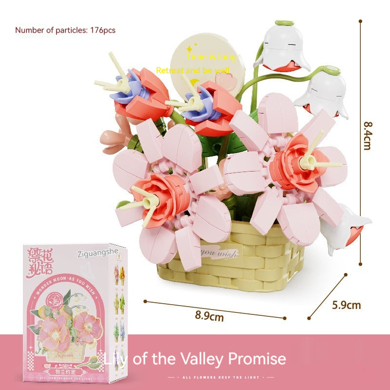 Flower Secret Words MINI Flower Basket Assembling Building Blocks Educational Assembling Puzzle Toys