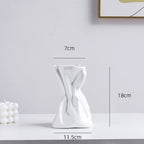Simple Pleated Ceramic Vase - Cream Hydroponic Style