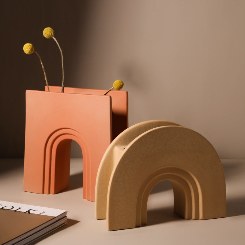 Nordic Geometric Art Vase - Modern Design
