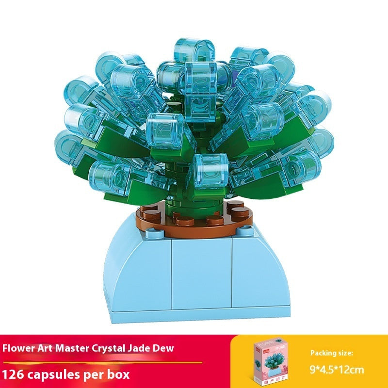 Puzzle Assembling Building Blocks Flower Pot Model Toys