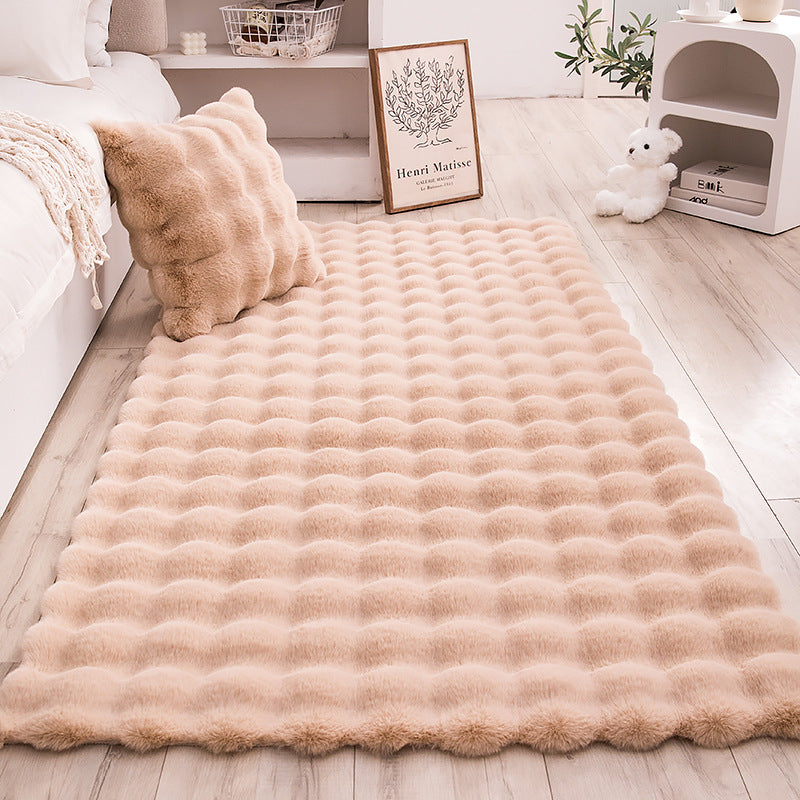 Creamy Bubble-Fleece Rug