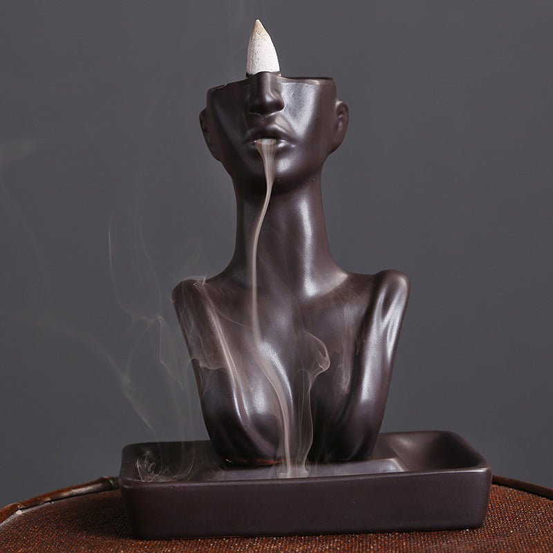 Ceramic Beauty Statue Incense Burner - Artistic Decor
