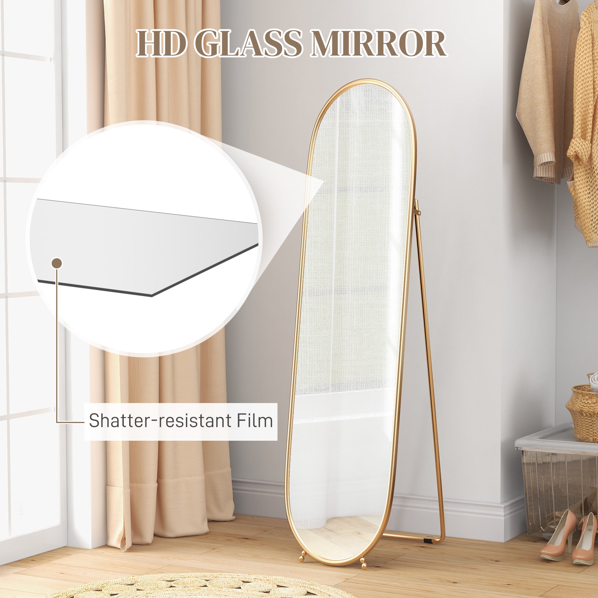 Gold Curved Full Length Mirror
