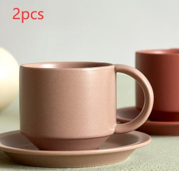 Velvet Ceramic Coffee Mug with Tray - Luxe Set