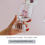 Pink Center Heart Wine Glass