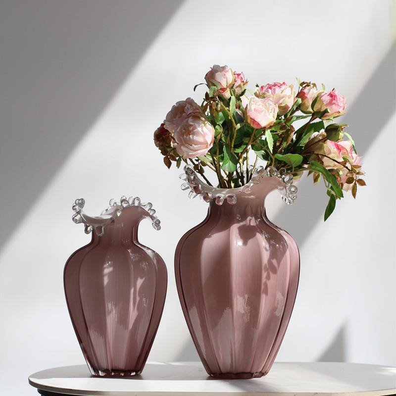 Water Drop Glass Vase - Simple Wave Mouth Countertop