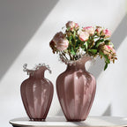 Water Drop Glass Vase - Simple Wave Mouth Countertop