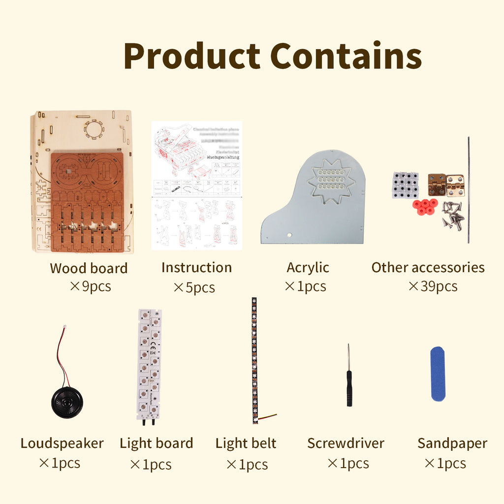 Sales Are Prohibited On The TEMU And SHEIN-MUSIC PARK 3d Wooden Puzzle Piano Music Box Can Be Played Handmade Assembly Model Kit DIY Crafts Holidays Birthdays Christmas Gifts