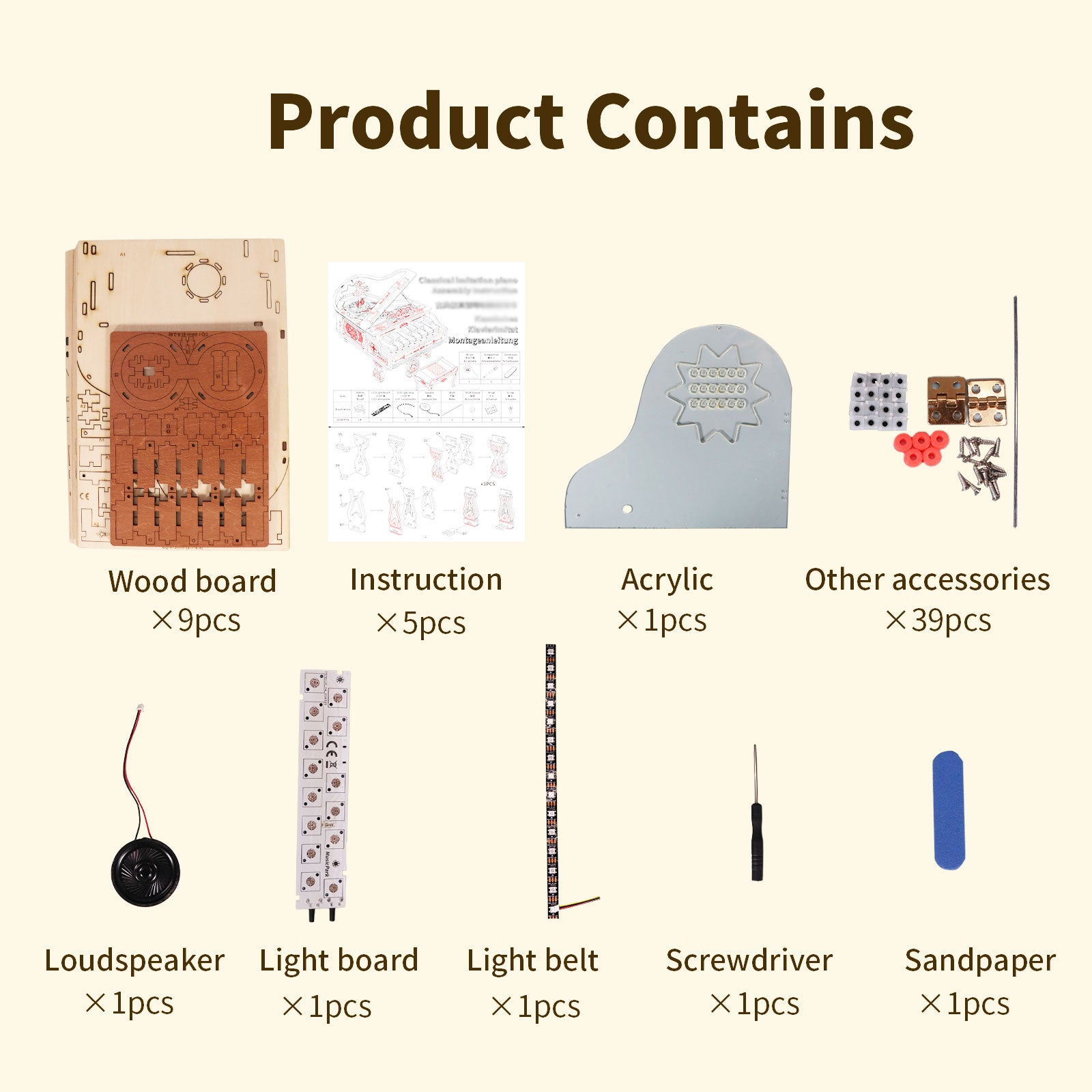 Sales Are Prohibited On The TEMU And SHEIN-MUSIC PARK 3d Wooden Puzzle Piano Music Box Can Be Played Handmade Assembly Model Kit DIY Crafts Holidays Birthdays Christmas Gifts