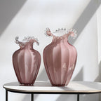 Water Drop Glass Vase - Simple Wave Mouth Countertop
