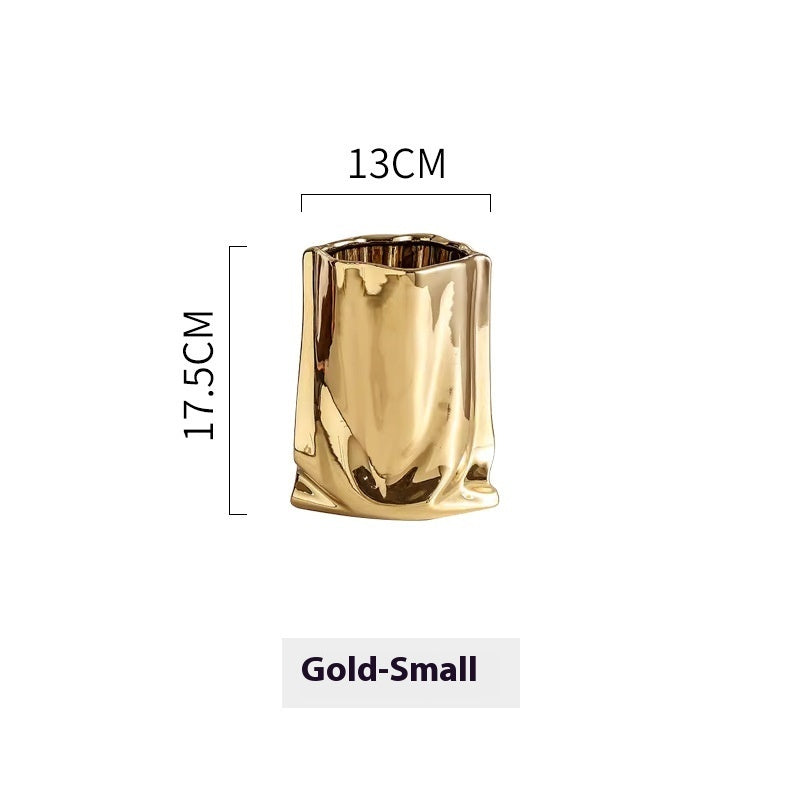 Light Luxury Electroplated Ceramic Vase - Household