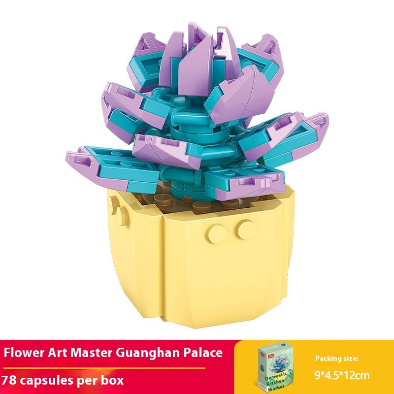 Puzzle Assembling Building Blocks Flower Pot Model Toys