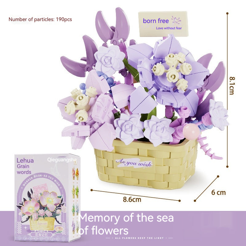 Flower Secret Words MINI Flower Basket Assembling Building Blocks Educational Assembling Puzzle Toys