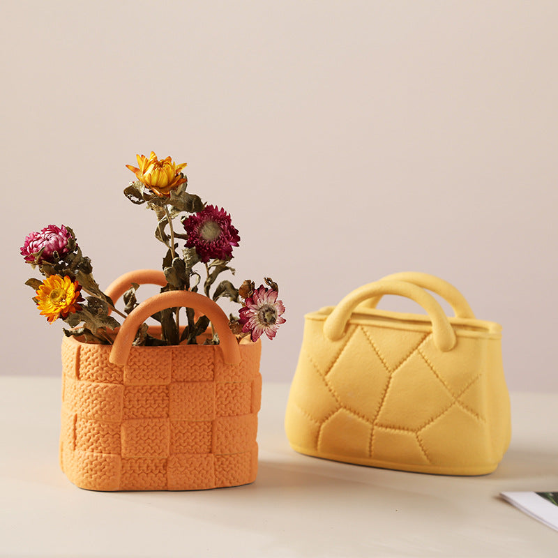 Nordic Morandi Handbag Ceramic Vase - Creative Design