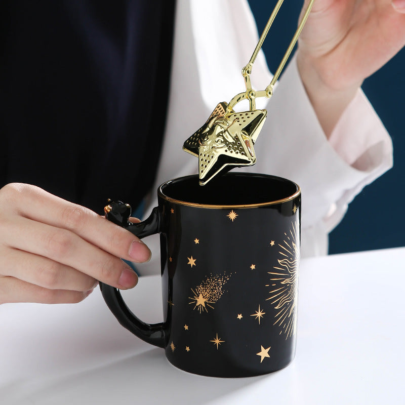 Star Ceramic Mug Set - With Spoon & Tea Infuser