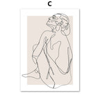 Abstract Female Wall Art Canvas Floral Line Drawing Nordic Poster