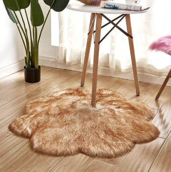 Flower Shape Faux Fur Mat