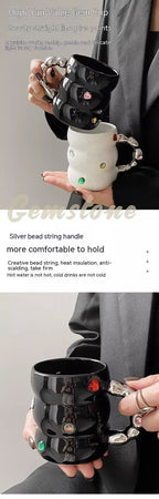 Creative Gem Mug Light Luxury Household Cups Ceramic Good-looking Enamelled Cup Thickened Handle Ceramic Cup