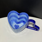 Creative Hand-Painted Striped Heart Mug Hand-Shaped Heart Breakfast Cup