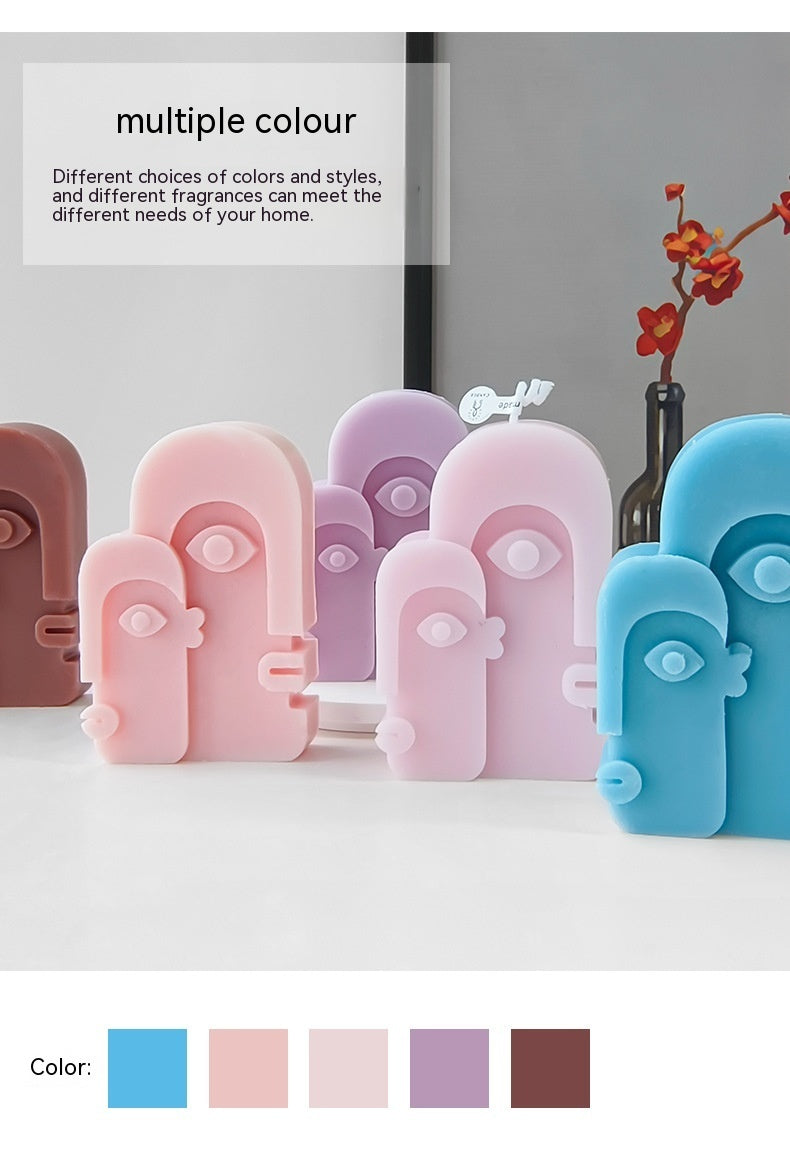 Abstract Face Aromatherapy Candle - Artistic Decor