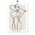 Abstract Female Wall Art Canvas Floral Line Drawing Nordic Poster