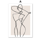 Abstract Female Wall Art Canvas Floral Line Drawing Nordic Poster