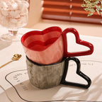 Creative Hand-Painted Striped Heart Mug Hand-Shaped Heart Breakfast Cup