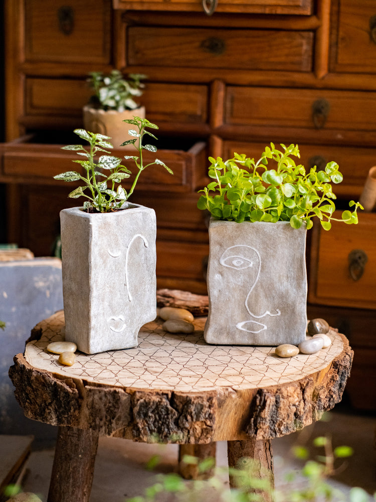 Portrait Art Terracotta Vase - Retro Breathable Shaped