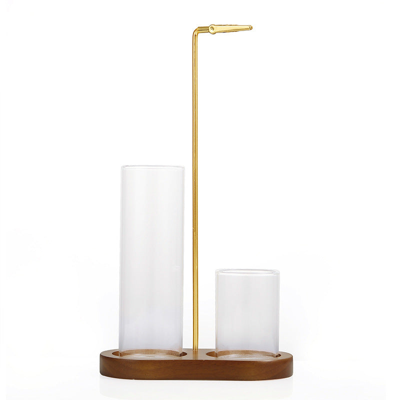 Solid Wood Figure-8 Incense Burner - Glass & Rubber Wood